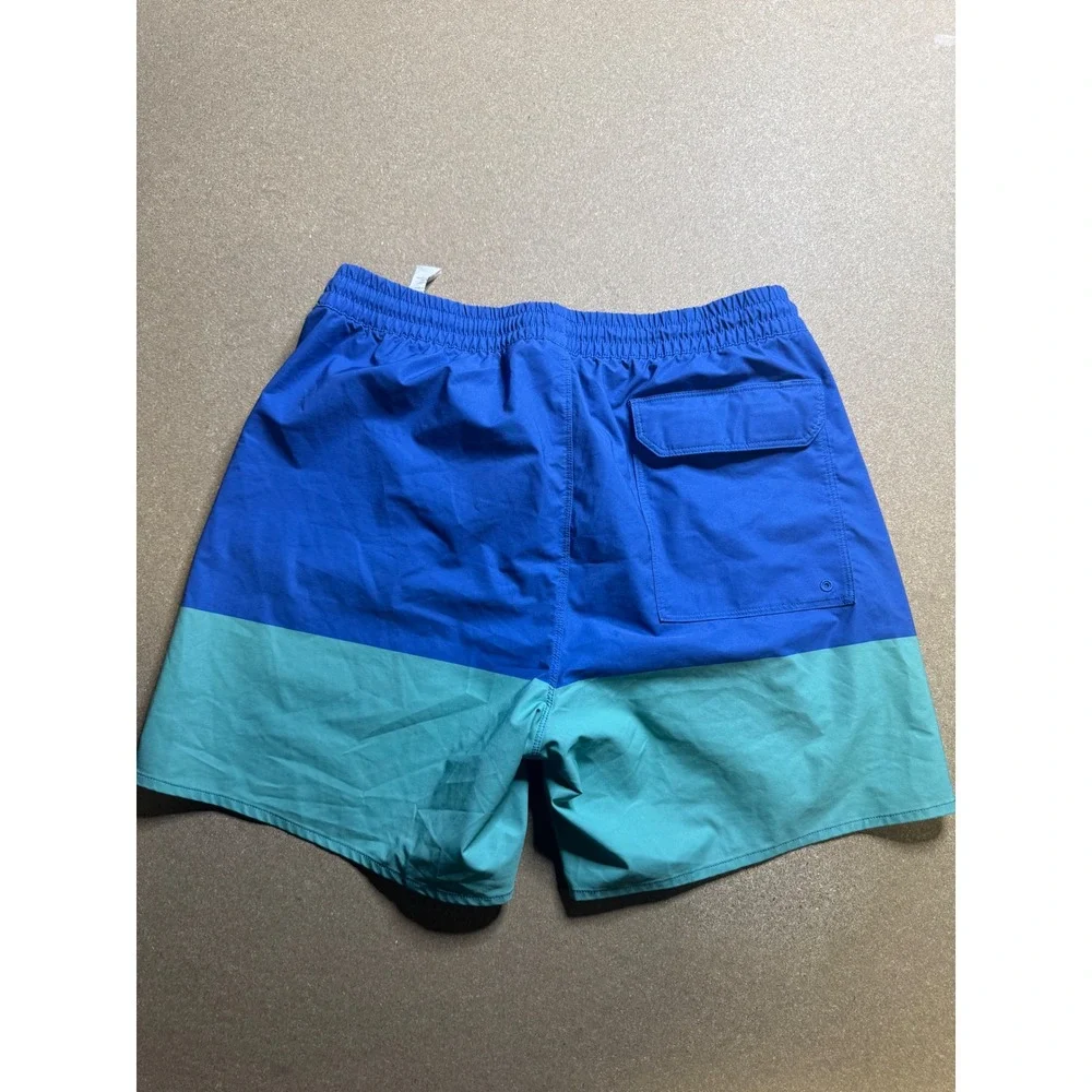 Patagonia Mens Swim Trunks Board Shorts‎ Blue Green Colorblock Elastic Waist M